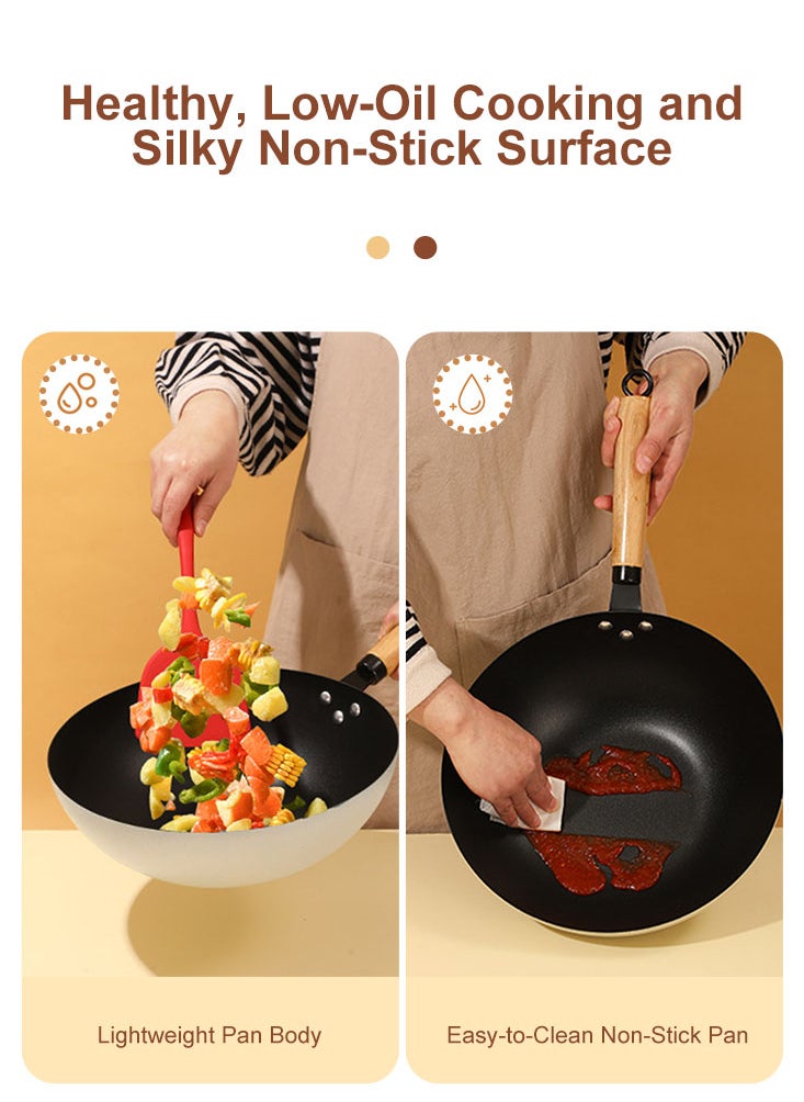 Perfii Non-Stick Sauce Pan 5-Piece Set, Ultra Non Stick Coating, Tempered Glass Lids, Wood Handles, PFOA Free  - Image 5