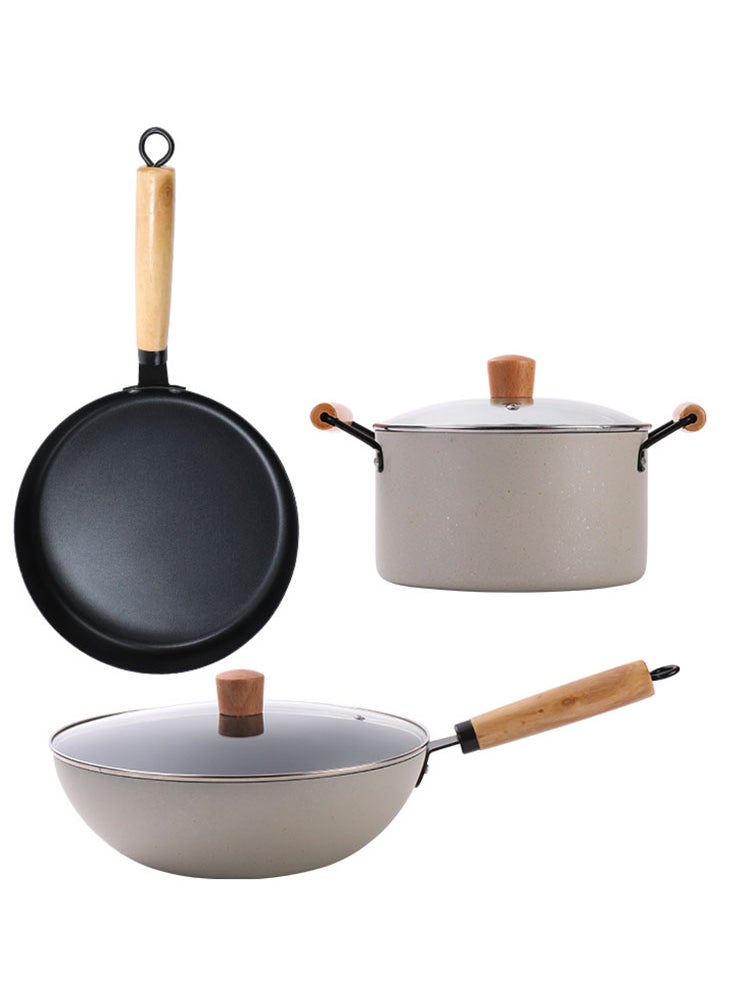 Perfii Non-Stick Sauce Pan 5-Piece Set, Ultra Non Stick Coating, Tempered Glass Lids, Wood Handles, PFOA Free  - Image 1