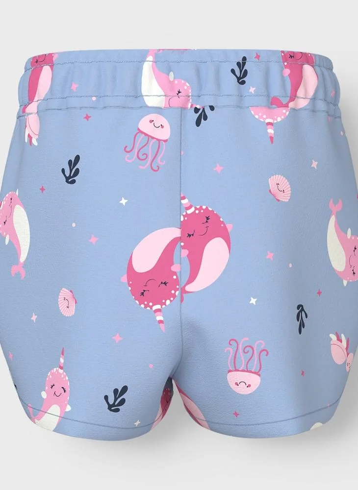 Name It Chambray Blue Kids Printed Drawstring Shorts for Women | Best Price UAE