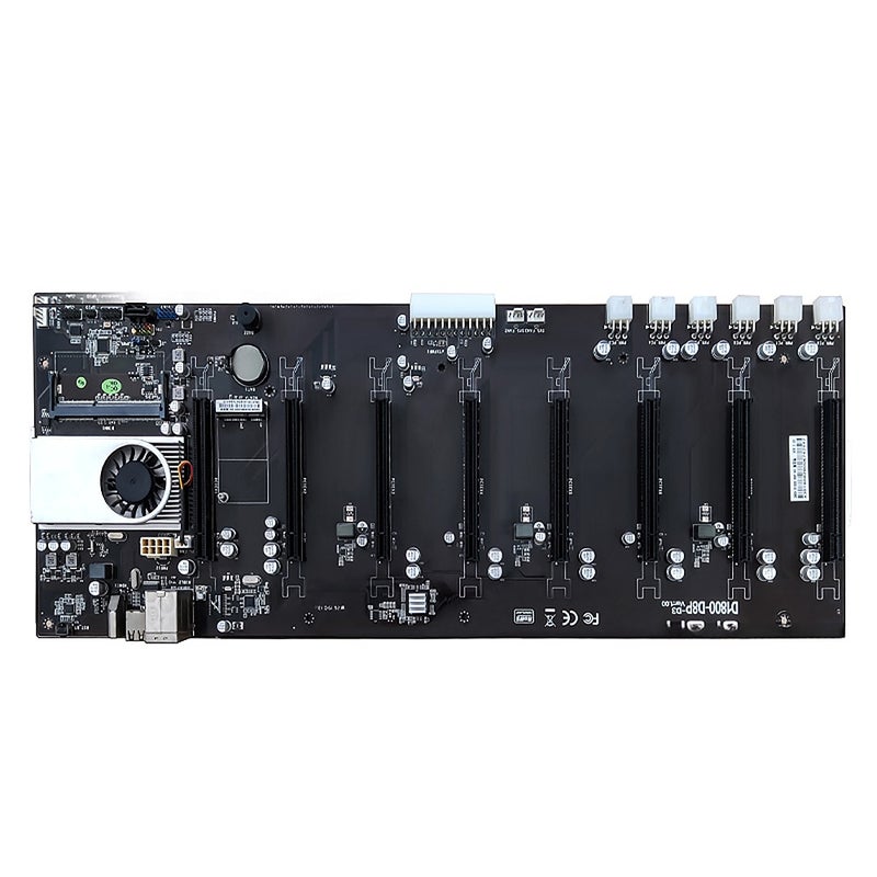 لوحة الأم D1800-D8P-D3 مع معالج J1800 مدمج 8 فتحات PCI-E 16X شبكة جيغابيت منافذ USB2.0 + HD يدعم 8 كروت رسومية - Image 1