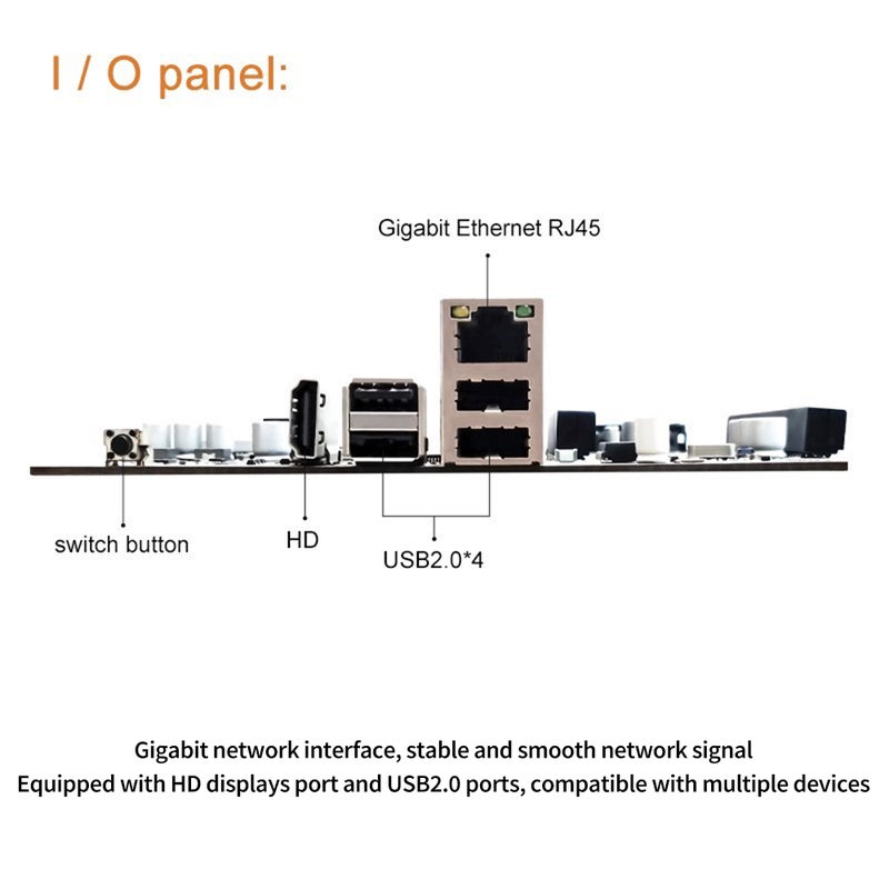 لوحة الأم D1800-D8P-D3 مع معالج J1800 مدمج 8 فتحات PCI-E 16X شبكة جيغابيت منافذ USB2.0 + HD يدعم 8 كروت رسومية - Image 3