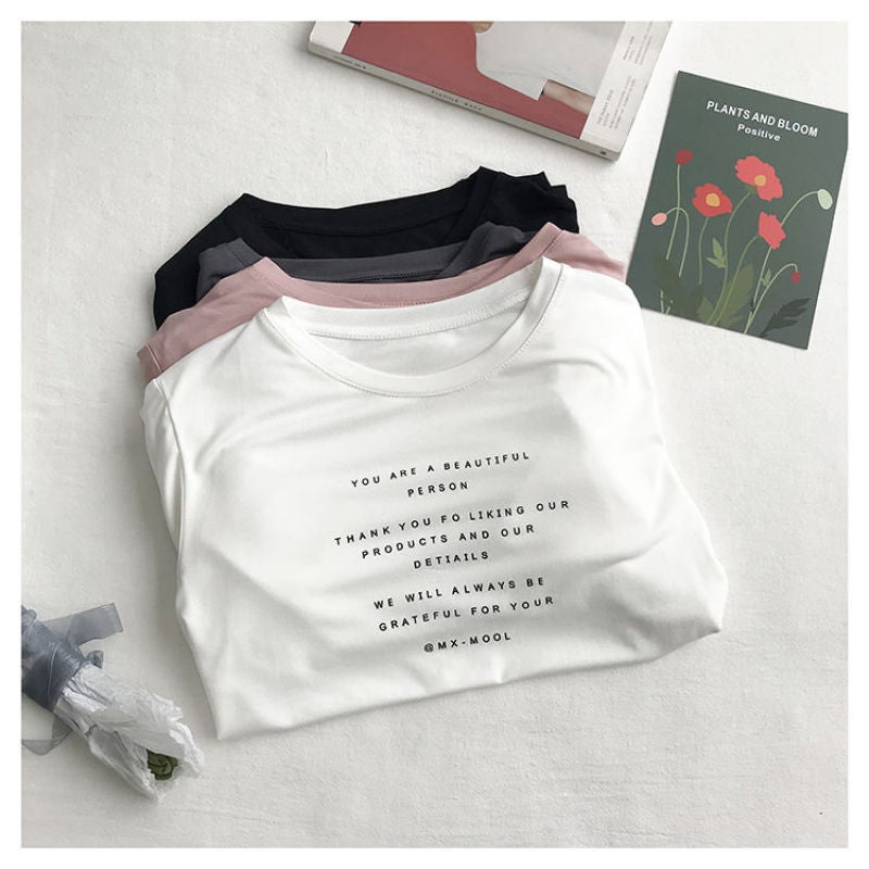Modal Letter Short-Sleeved T-Shirt Women'S Summer Loose All-Match Artistic Fresh Harajuku Style Half-Sleeved Top - Image 4