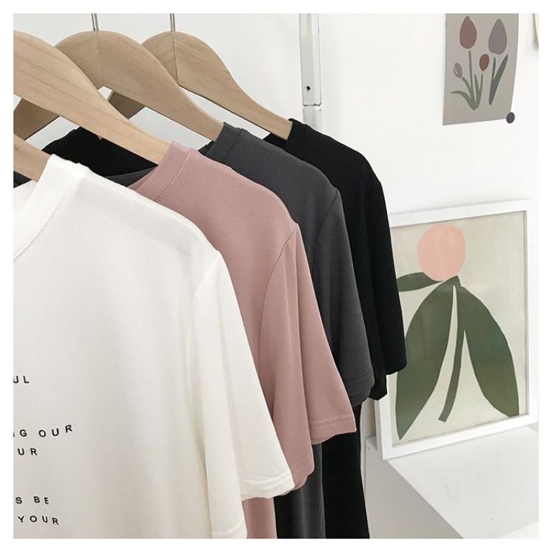 Modal Letter Short-Sleeved T-Shirt Women'S Summer Loose All-Match Artistic Fresh Harajuku Style Half-Sleeved Top - Image 5