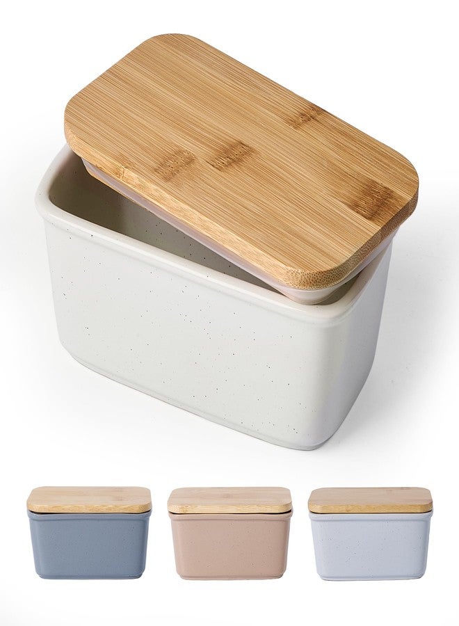 Famiware Milkyway Butter Dish with Lid for Countertop, Large Ceramic Butter Dish, Butter Keeper Holder with Airtight Cover, Kitchen Decor and Accessories for Kitchen Gifts (White) - Image 1