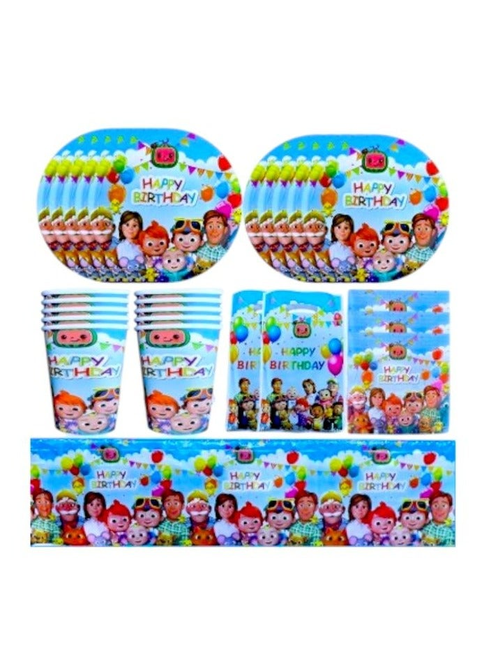 Tamona Melon Birthday Party Supplies, Party Decorations 51 Pcs, Plates, Cups & Napkins, Coco Cartoon Unique Party Bundle-Serves 10Guests - Image 1