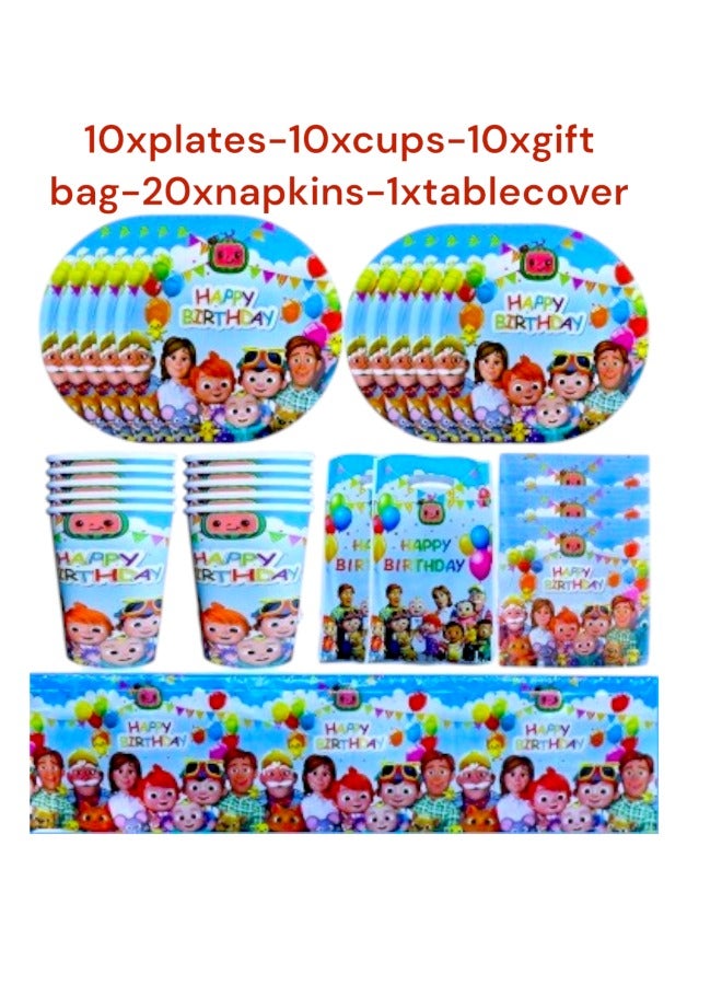 Tamona Melon Birthday Party Supplies, Party Decorations 51 Pcs, Plates, Cups & Napkins, Coco Cartoon Unique Party Bundle-Serves 10Guests - Image 2
