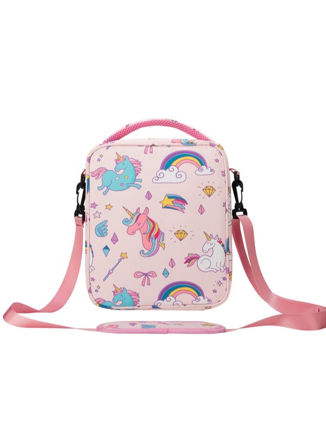 Snack attack حقيبة غداء معزولة جميلة باللون الوردي على شكل يونيكورن للأطفال في المدارس وحقيبة تبريد للأطفال - Image 2