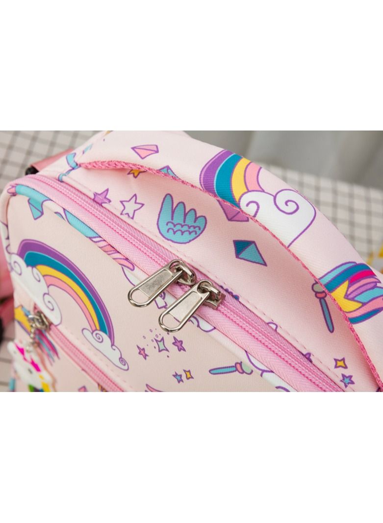 Snack attack حقيبة غداء معزولة جميلة باللون الوردي على شكل يونيكورن للأطفال في المدارس وحقيبة تبريد للأطفال - Image 3