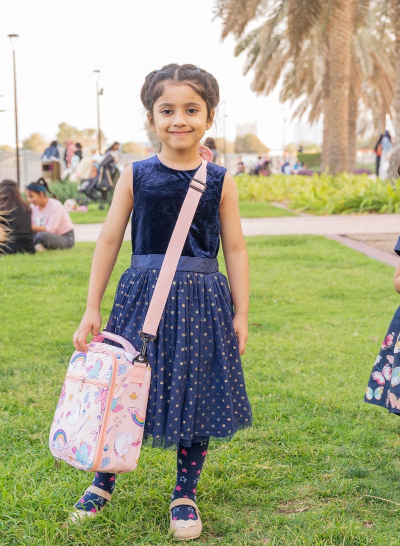 Snack attack حقيبة غداء معزولة جميلة باللون الوردي على شكل يونيكورن للأطفال في المدارس وحقيبة تبريد للأطفال - Image 5