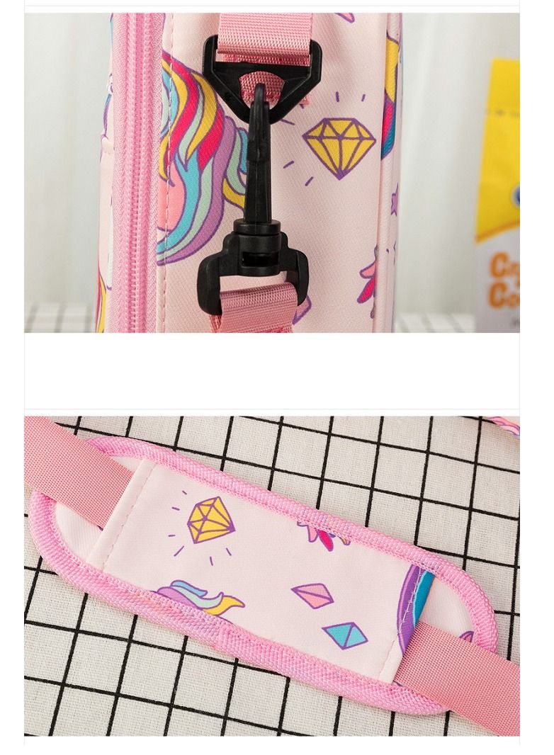 Snack attack حقيبة غداء معزولة جميلة باللون الوردي على شكل يونيكورن للأطفال في المدارس وحقيبة تبريد للأطفال - Image 4