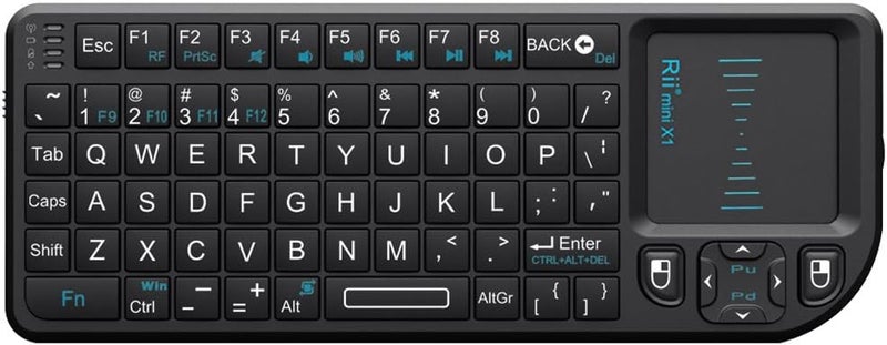 RII 2.4G Mini Wireless Keyboard with Touchpad Mouse,Lightweight Portable Controller with USB Receiver Remote Control for Windows/ Mac/ Android/ PC/Tablets/ TV/Xbox/ PS3. X1-Black . - Image 1