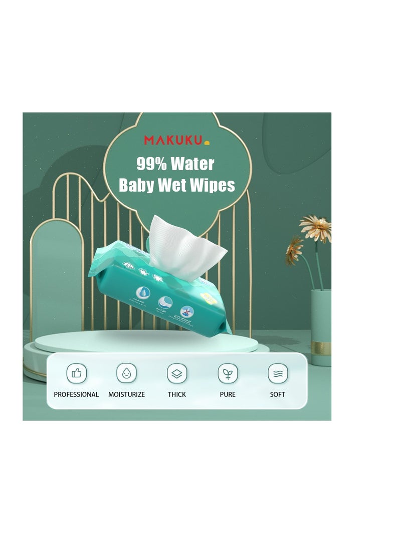 Makuku Baby Water Wipes | Unscented and Hypoallergenic | 60 Wet Wipes - Image 2