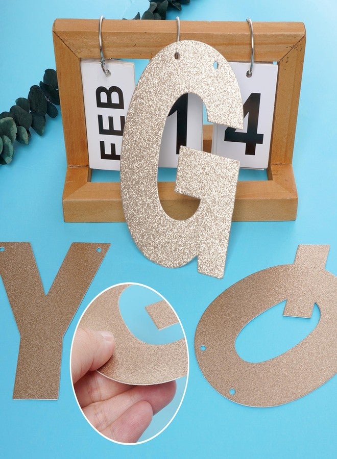 mifengda DIY Banner Kit with Letters Glitter Letters Champagne Customizable Birthday Graduation Banner Custom Party Hanging Banner for Graduation Wedding Party Baby Shower Decoration(Champagne) - Image 3