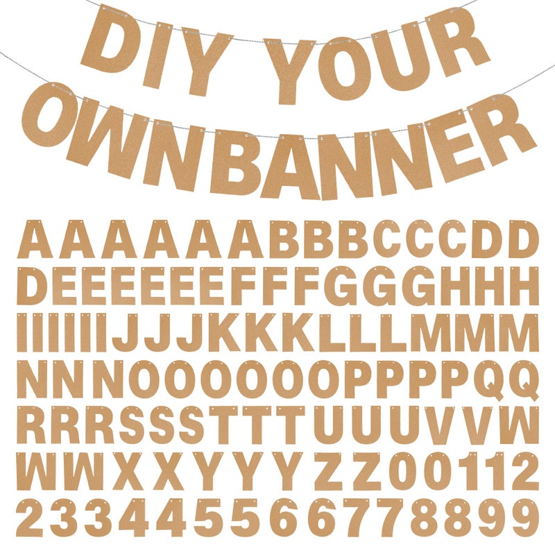 mifengda DIY Banner Kit with Letters Glitter Letters Champagne Customizable Birthday Graduation Banner Custom Party Hanging Banner for Graduation Wedding Party Baby Shower Decoration(Champagne) - Image 1
