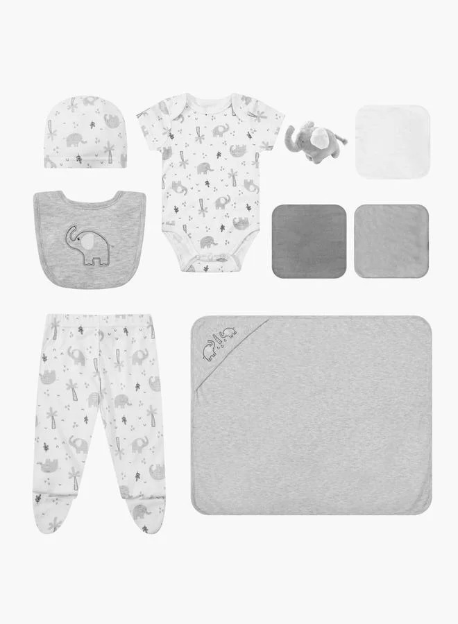 Luna & Lily 10-Piece Layette Set with Elephant Print