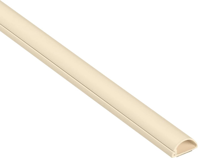 D-Line 15.7in TV Cord Hider, Patented Half Round Cable Cover, Hide Wall Mount TV Wires, Hinged One-Piece Cable Concealer, Adhesive, Decorative Raceway - 0.78in W x 0.39in H x 15.7in L - Beige - Image 1