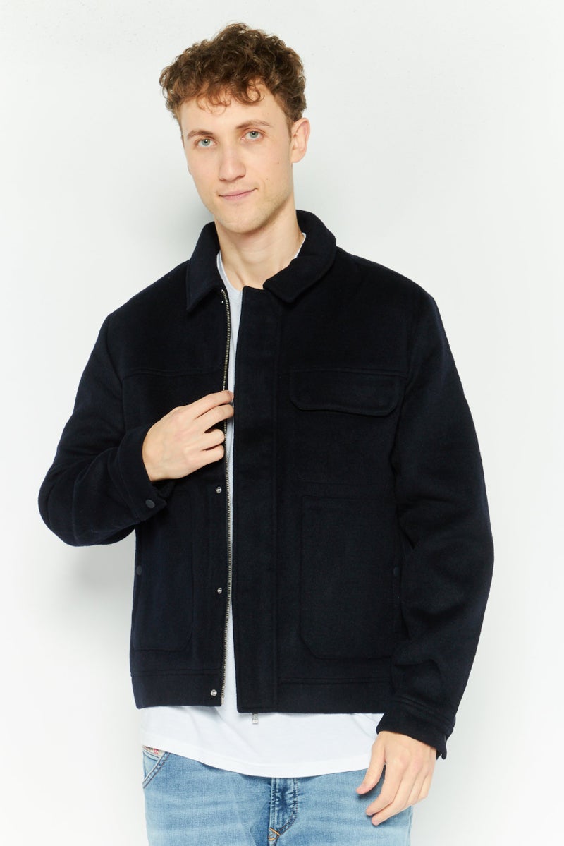 ESPRIT Men Solid Jacket Shirt, Navy - Image 1