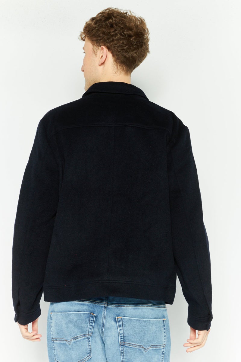 ESPRIT Men Solid Jacket Shirt, Navy - Image 4