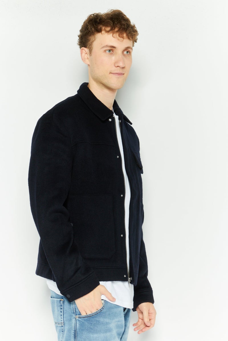 ESPRIT Men Solid Jacket Shirt, Navy - Image 3