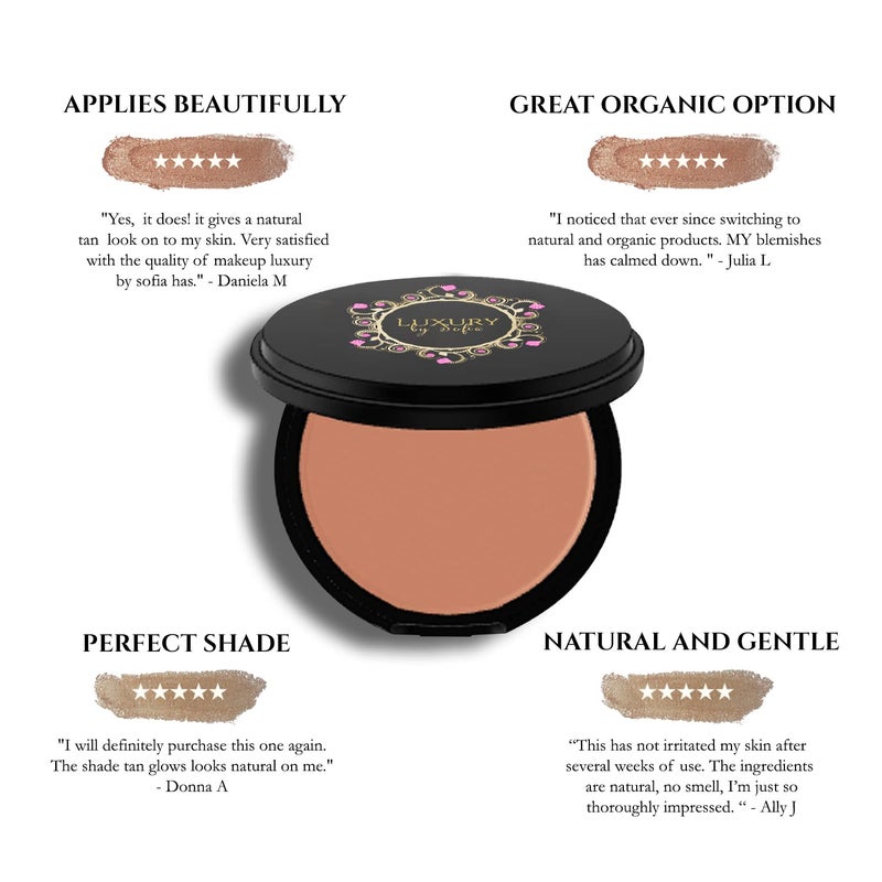 Luxury By Sofia Premium Pressed Bronzer [6 Available Shades] | Natural &Organic Skin Enhancing Ingredients | Hypoallergenic, Highly Pigmented Formula For A Youthful, Sun-Kissed Look (Cocoa Beach) - Image 3