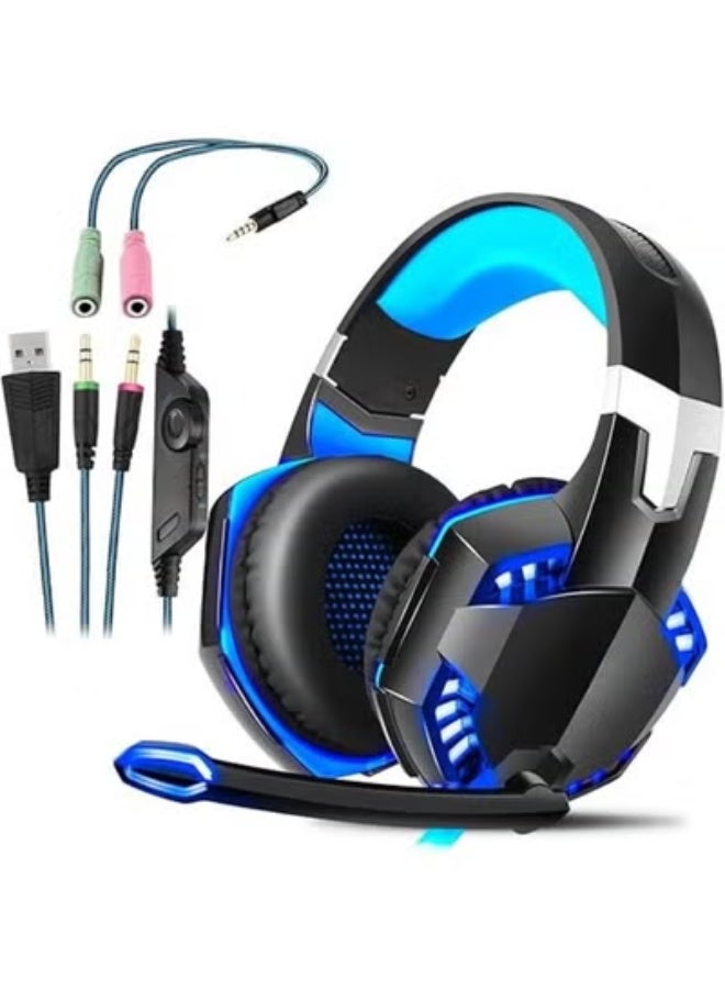 Wired Gaming Headset for PS4 - 3.5mm Jack LED Bass Stereo - Noise-Canceling Microphone - High-Quality Sound for PC/Mobile - Image 1