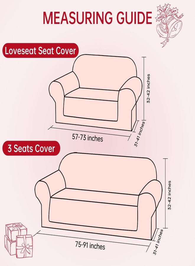 Anibedding غطاء أريكة أنيبيدينج لعيد الميلاد، أغطية أريكة مطاطية بتصميم بابا نويل لثلاث وسائد، واقي أثاث لعيد الميلاد مانع للانزلاق مع أشرطة مطاطية لتزيين المنزل في عطلة عيد الميلاد - Image 4