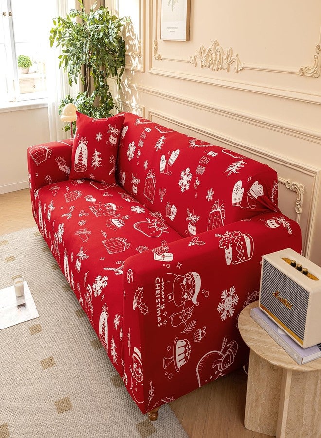 Anibedding غطاء أريكة أنيبيدينج لعيد الميلاد، أغطية أريكة مطاطية بتصميم بابا نويل لثلاث وسائد، واقي أثاث لعيد الميلاد مانع للانزلاق مع أشرطة مطاطية لتزيين المنزل في عطلة عيد الميلاد - Image 2