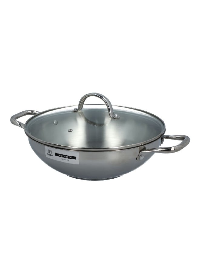 بارفيت مقلاة حثية من الفولاذ المقاوم للصدأ مع غطاء شفاف وفضي وشفاف 30 سم - Image 2