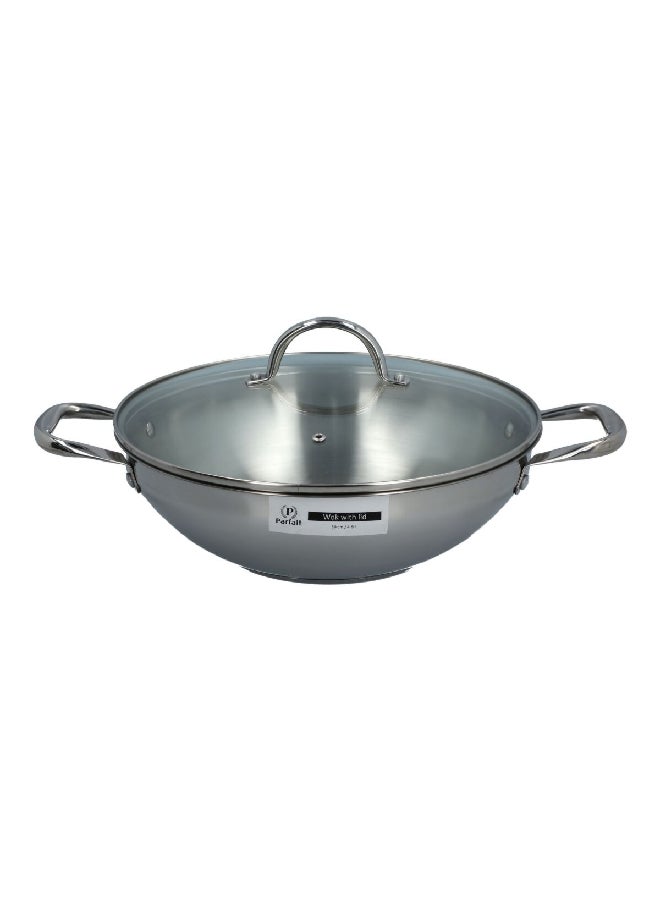 بارفيت مقلاة حثية من الفولاذ المقاوم للصدأ مع غطاء شفاف وفضي وشفاف 30 سم - Image 1