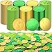 Sanwuta 600 Pcs St Patricks Day Gold Coins Plastic Gold Green Lucky Coins St Patricks Day Decorations 3 Clover Coins Shamrock Leprechaun Coins for Irish Party Table Favors - Image 2