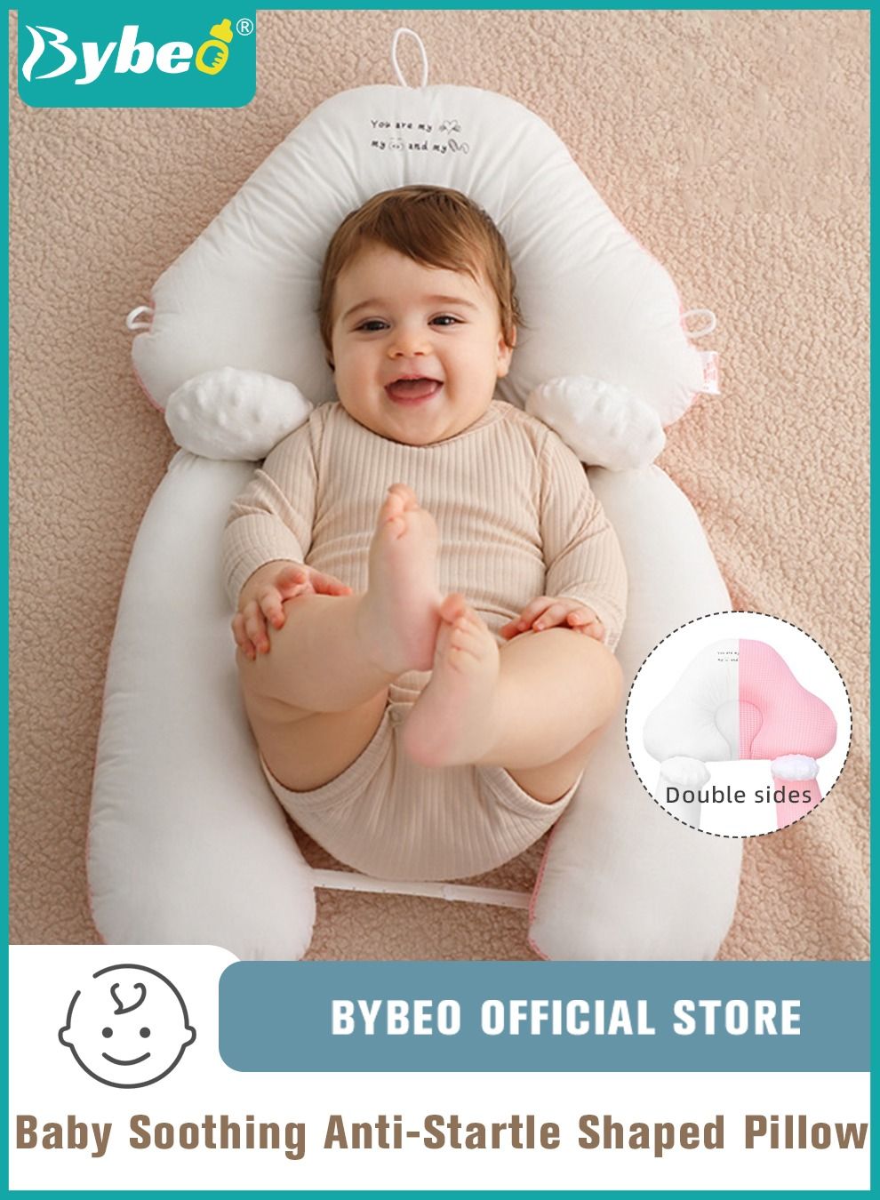Coussin D'Allaitement Ceba Baby Basic Hoya - Housse Coton, Perles De Silicone, Léger Et Portable