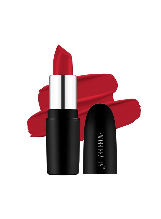 Swiss Beauty Pure Matte Creamy Lipstick | Non-drying, Highly pigmented Lipstick | Shade- Russian Red, 3.8gm| - Image 1