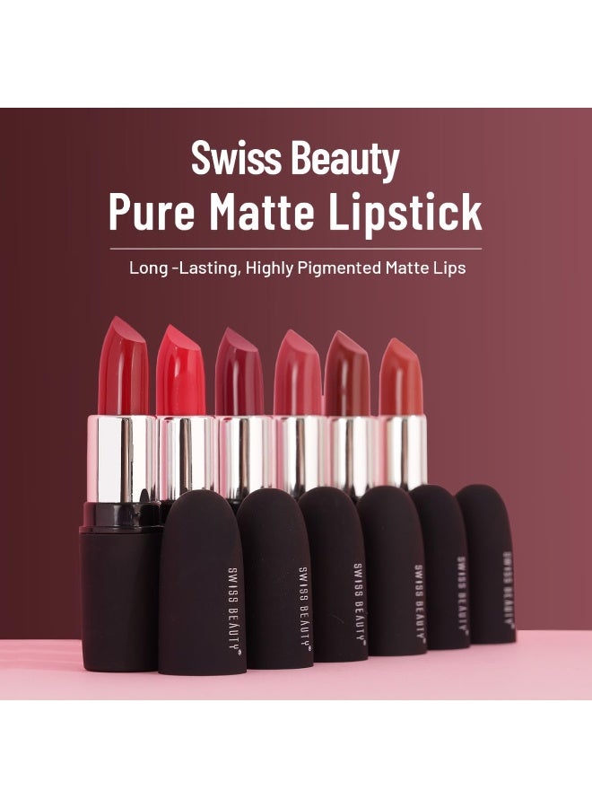 Swiss Beauty Pure Matte Creamy Lipstick | Non-drying, Highly pigmented Lipstick | Shade- Russian Red, 3.8gm| - Image 2