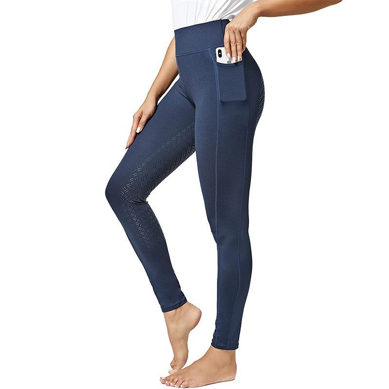 Generic Men Women Equestrian Riding Silicone Pants Quick Dry H-0804 navy blue