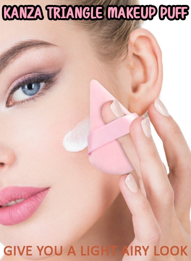 Kanza 6 Pcs Triangle Powder Puff Set Pure Cotton Makeup Sponge Set Velour Powder Puff Soft Powder Puff for Face and Body Powder Cosmetic Foundation Sponge for Undereye Setting Face Makeup Puff - Image 2