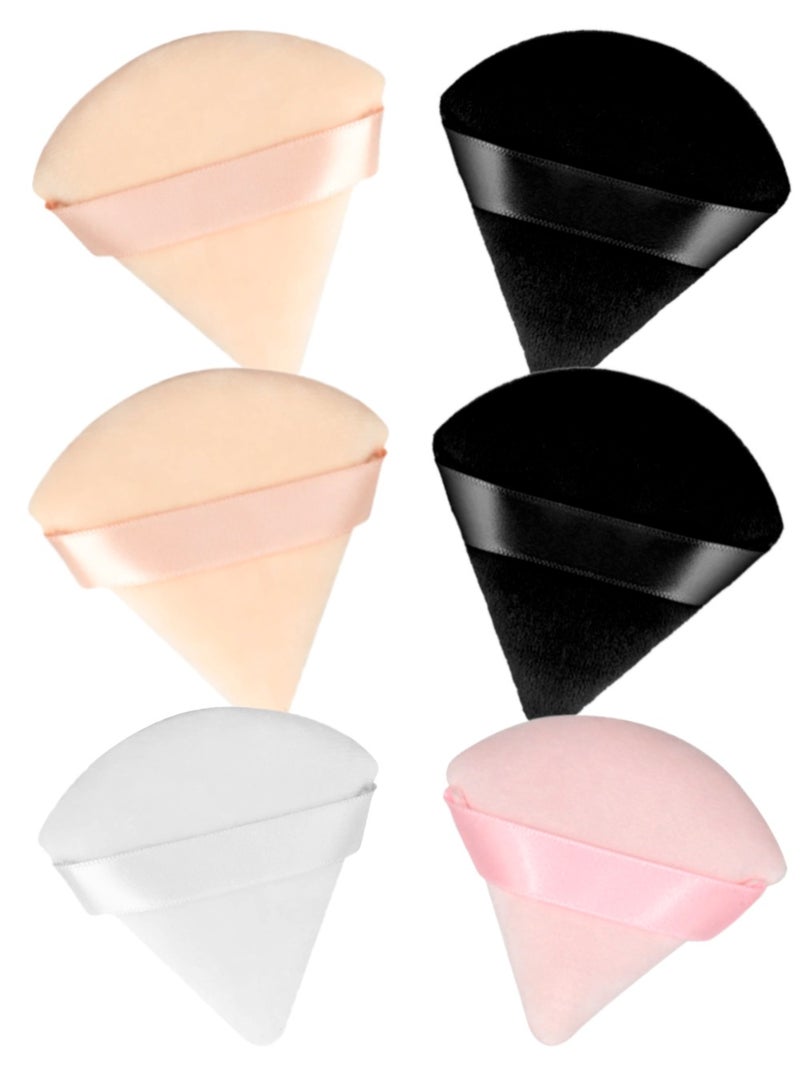 Kanza 6 Pcs Triangle Powder Puff Set Pure Cotton Makeup Sponge Set Velour Powder Puff Soft Powder Puff for Face and Body Powder Cosmetic Foundation Sponge for Undereye Setting Face Makeup Puff - Image 1