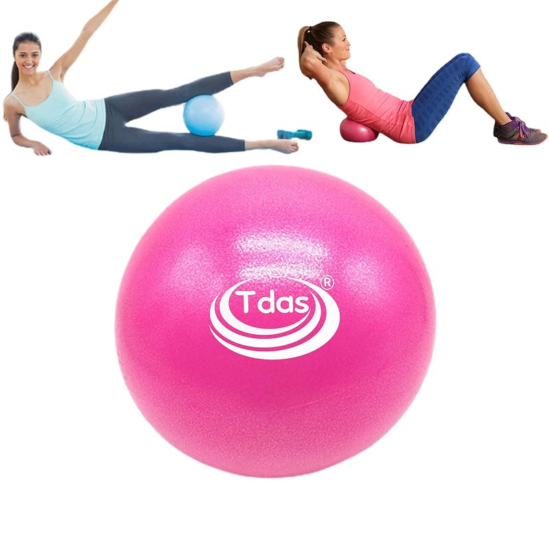 Tdas Mini Gym Ball – 25 CM Exercise Ball with Inflatable Straw Home Gym Swiss Yoga Fitness Physiotherapy Physio Massage Balls Birth Pregnancy Pilates (Pink, 25 CM) - Image 1