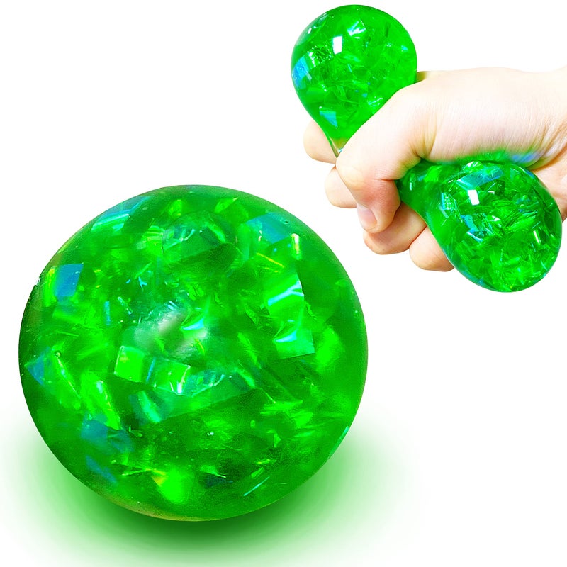Kawaite Green Squishy Glitter Stress Balls for Boys, Girls and Adults - Stretch Stress Dough Ball, Squishy Stress Ball Squeeze Fidget Toys, Squeeze Ball for Party Favors, Classroom Prizes - Image 1