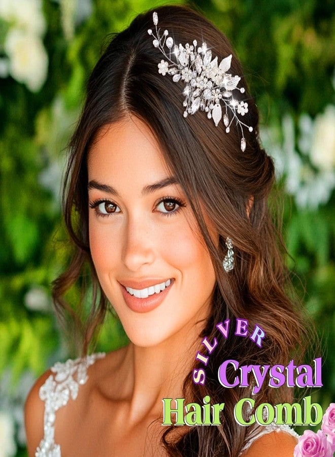 JEAIRTS Crystal Hair Comb Silver Bridal Pearl Headpiece Wedding Hair Accessories for Women - Image 4