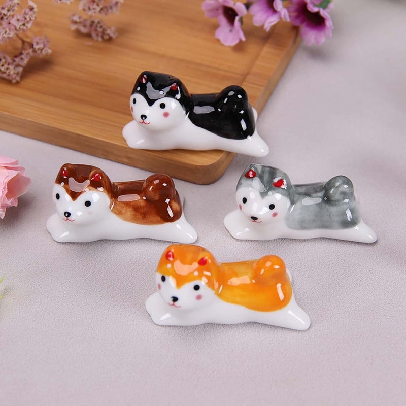 GEESTONE Store 4 Pack Chopsticks Rest Set, Ceramic Chopsticks Holder Rack Spoon Stand Knife Fork Holder for Dinner Home Kitchen (Shiba Dog) - Image 2