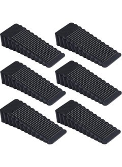 SHOWAY Rubber Door Stopper, 6 Pack Anti Slip Door Stop Wedge Security Heavy Duty Silicon Door Stopper for All Floor Types/Door Gaps Black  - Image 1