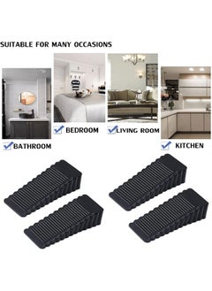 SHOWAY Rubber Door Stopper, 6 Pack Anti Slip Door Stop Wedge Security Heavy Duty Silicon Door Stopper for All Floor Types/Door Gaps Black  - Image 3
