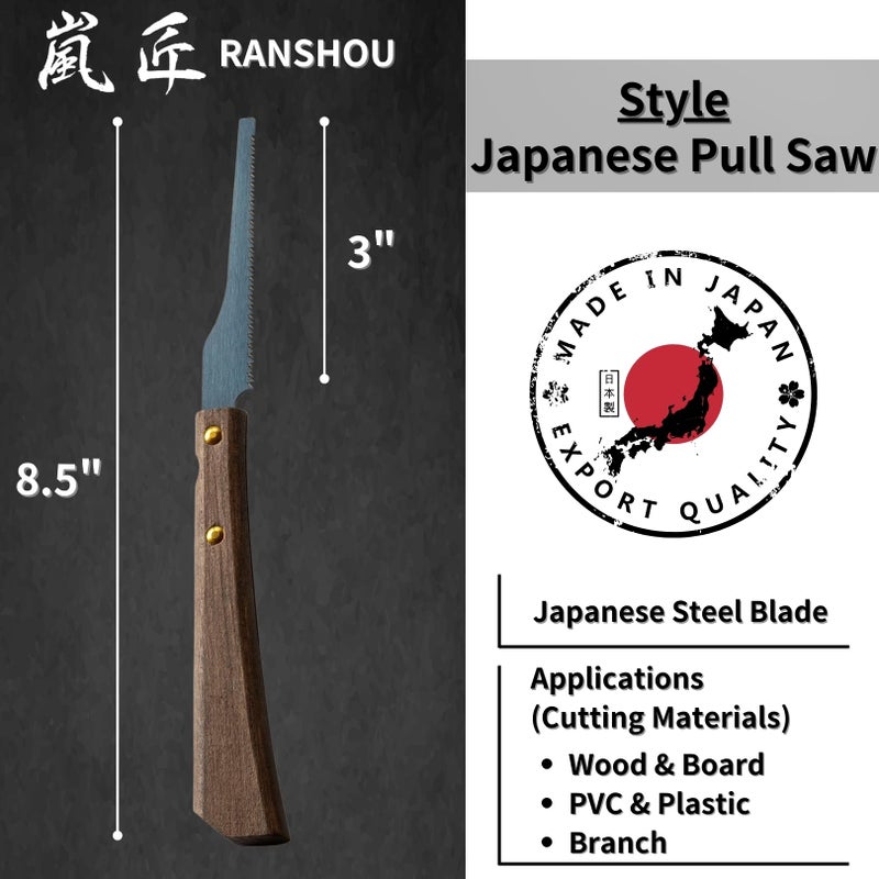 RANSHOU Mini Hobby Saw 3" for Crafts - Precision Japanese Pull Saw for Wood, Plastic, PVC - Razor Sharp Japanese Steel Blade & Wood Handle - Made in Japan - Image 2