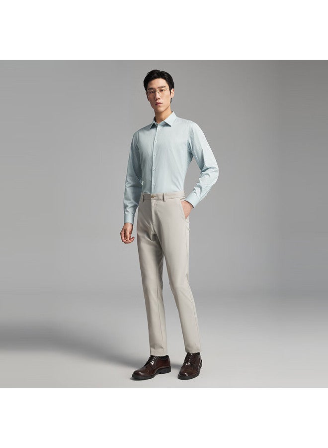 Youngor 140s Yarn  New Men's Long Sleeve Shirt Partial Lining Green Stripes Size 39 - Image 1