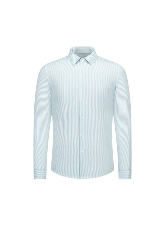 Youngor 140s Yarn  New Men's Long Sleeve Shirt Partial Lining Green Stripes Size 39 - Image 3
