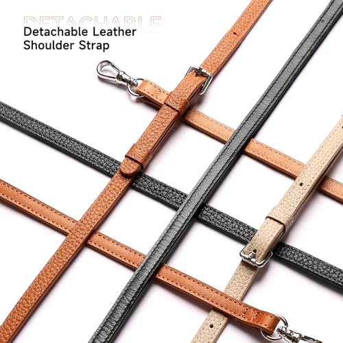 LUCKYCOIN Crossbody Phone Case for iPhone 14 Pro Max100 Genuine Leather Phone Wallet Case for Women Premium HandsFree Phone Purse with Expandable Flip Card Holder Adjustable Strap Pebble Beige - Image 3