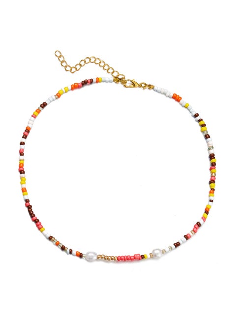 Boho Charm Beaded Daisy Choker Necklace 54324