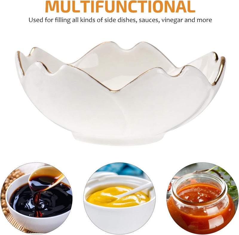 DOITOOL DOITOOL Ceramic Seasoning Dishes 2 Pcs Porcelain Sushi Dipping Bowl Cherry Blossom Sauce Tea Bag Holder Soy Sauce Dishes Ketchup Saucer Appetizer Plates Serving Dish for Kitchen Home White  - Image 5