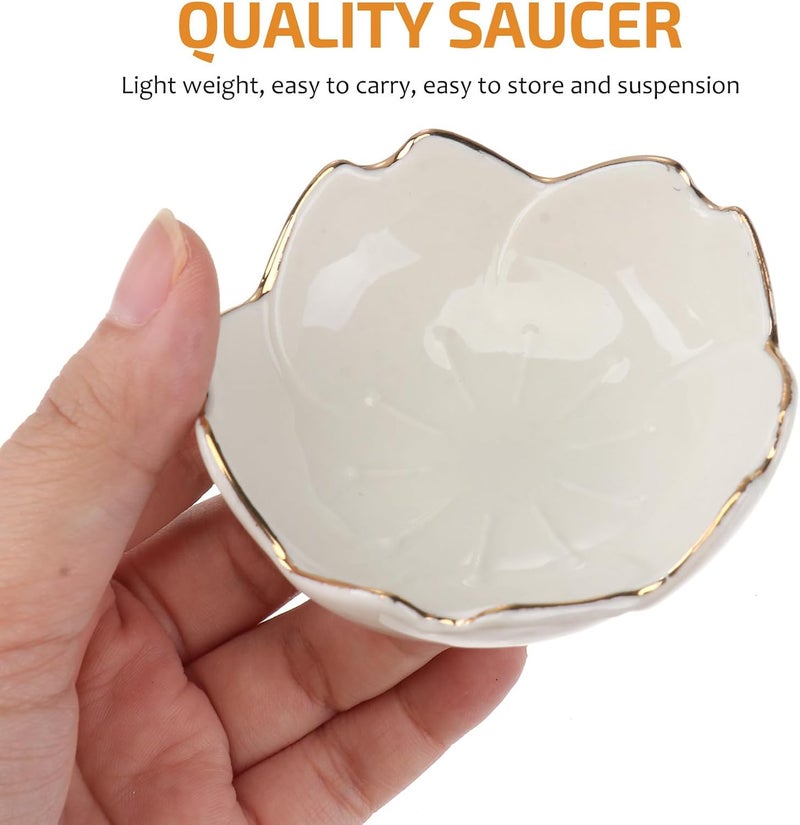 DOITOOL DOITOOL Ceramic Seasoning Dishes 2 Pcs Porcelain Sushi Dipping Bowl Cherry Blossom Sauce Tea Bag Holder Soy Sauce Dishes Ketchup Saucer Appetizer Plates Serving Dish for Kitchen Home White  - Image 4
