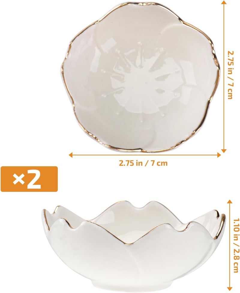 DOITOOL DOITOOL Ceramic Seasoning Dishes 2 Pcs Porcelain Sushi Dipping Bowl Cherry Blossom Sauce Tea Bag Holder Soy Sauce Dishes Ketchup Saucer Appetizer Plates Serving Dish for Kitchen Home White  - Image 3